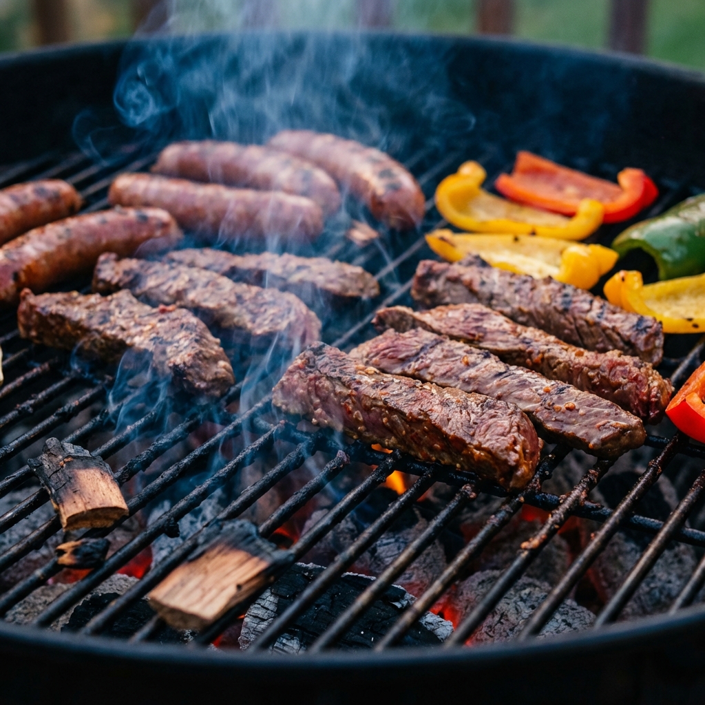 Grilling meat at BBQ